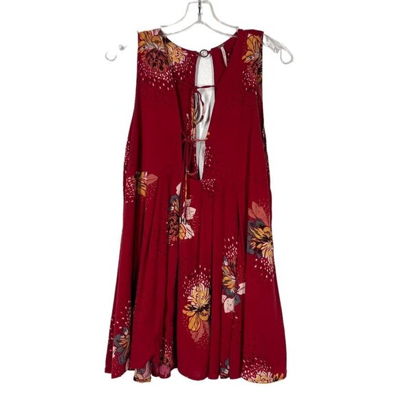 Free People Mini Floral Dress Red Tunic Babydoll Flowy XS - Picture 10 of 10